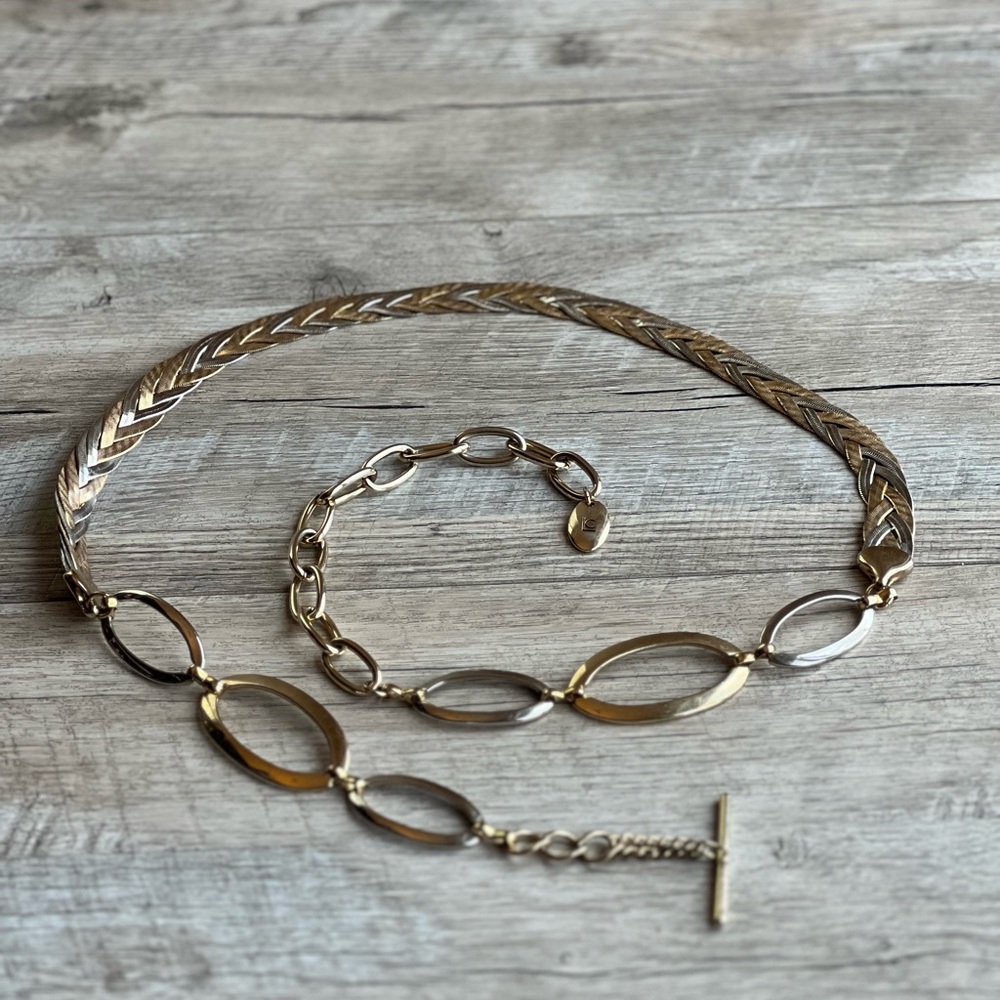 Vintage Rare Liz Claiborne Gold & Silver Chain Link Belt